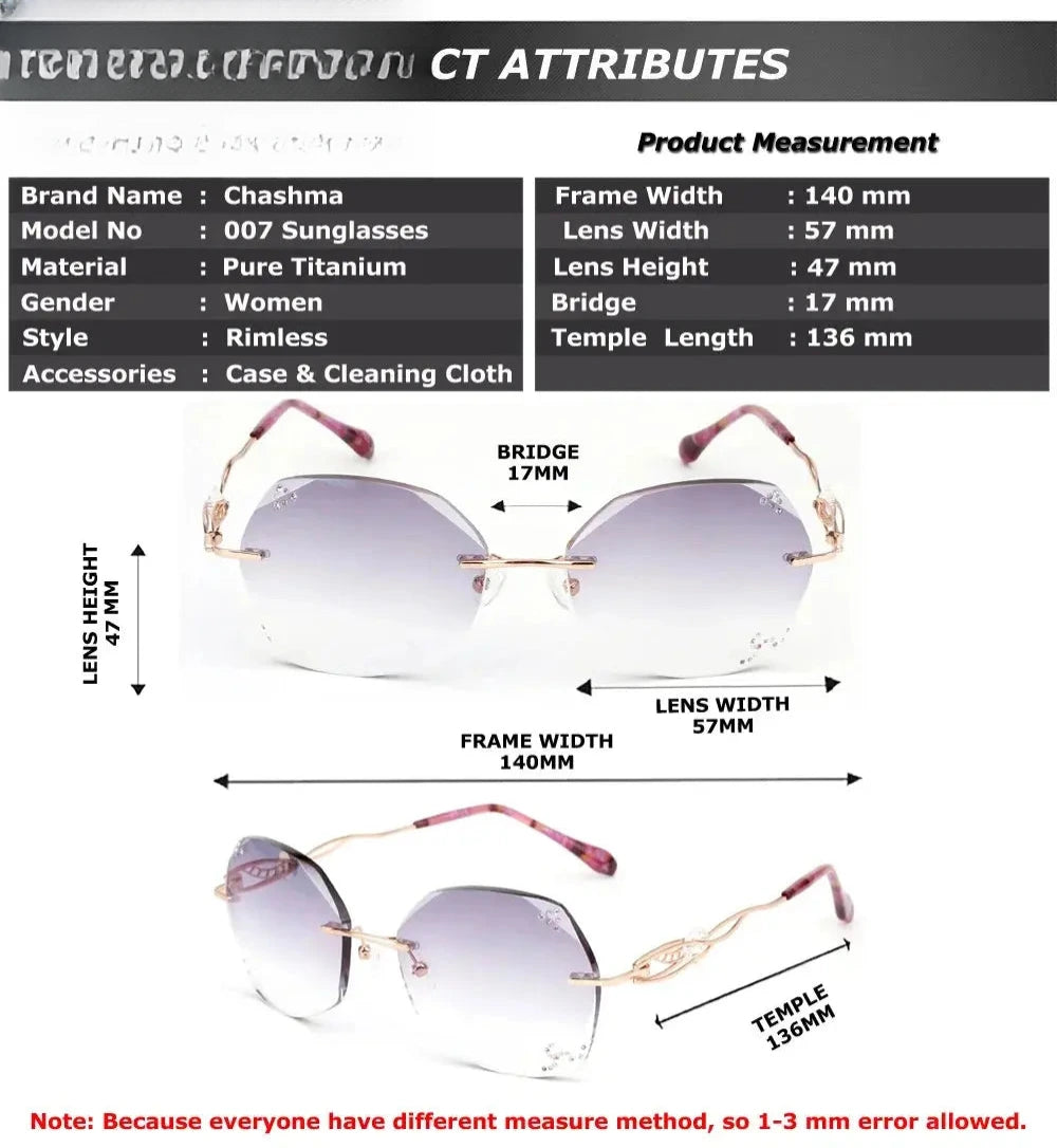 Women's Butterfly Rimless Titanium Prescription Glasses 778007 — view 2 | Rx Spectacle