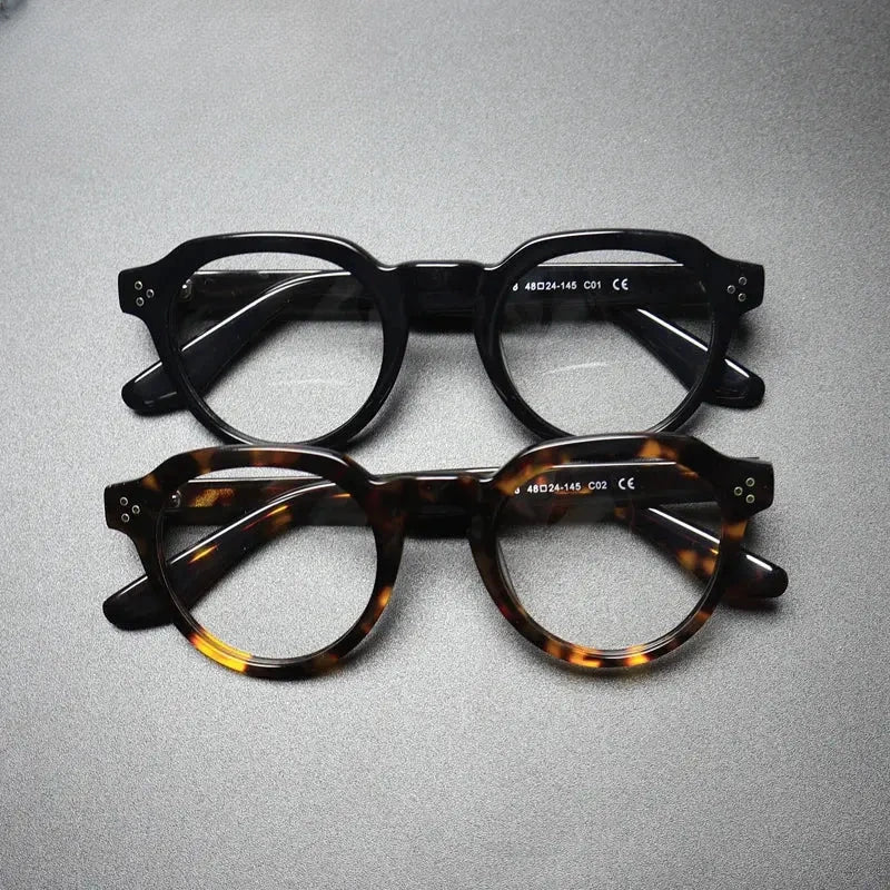 Unisex Round Full Rim Acetate Flat Top Prescription Glasses Gxyj1499 — view 3 | Rx Spectacle