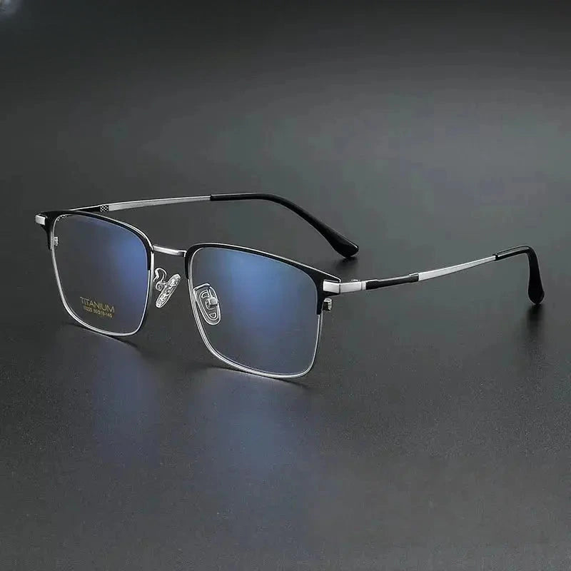 Men's Square Full Rim Titanium Prescription Glasses 710225 — view 5 | Rx Spectacle