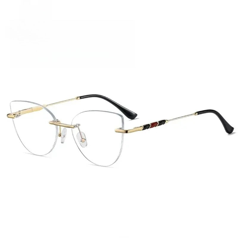 Women's Cat Eye Rimless Alloy Prescription Glasses 97739 — view 1 | Rx Spectacle