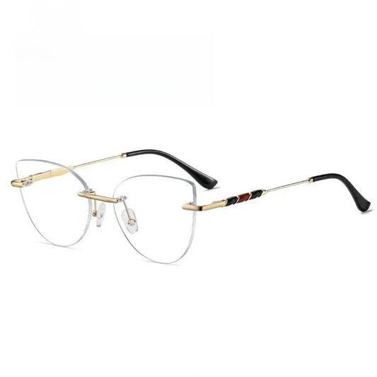 Women's Cat Eye Rimless Alloy Prescription Glasses 97739 — view 1 | Rx Spectacle