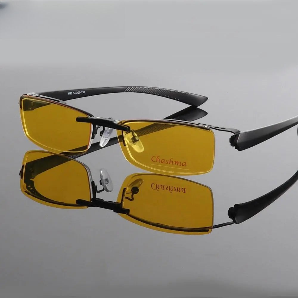Men's Rectangular Semi-Rimless Alloy Clip-On Prescription Glasses 680 — view 4 | Rx Spectacle