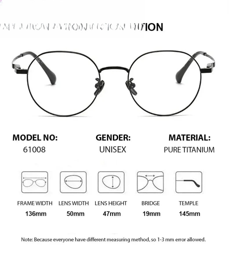Women's Round Full Rim Titanium Flat Top Prescription Glasses 61008 — view 2 | Rx Spectacle