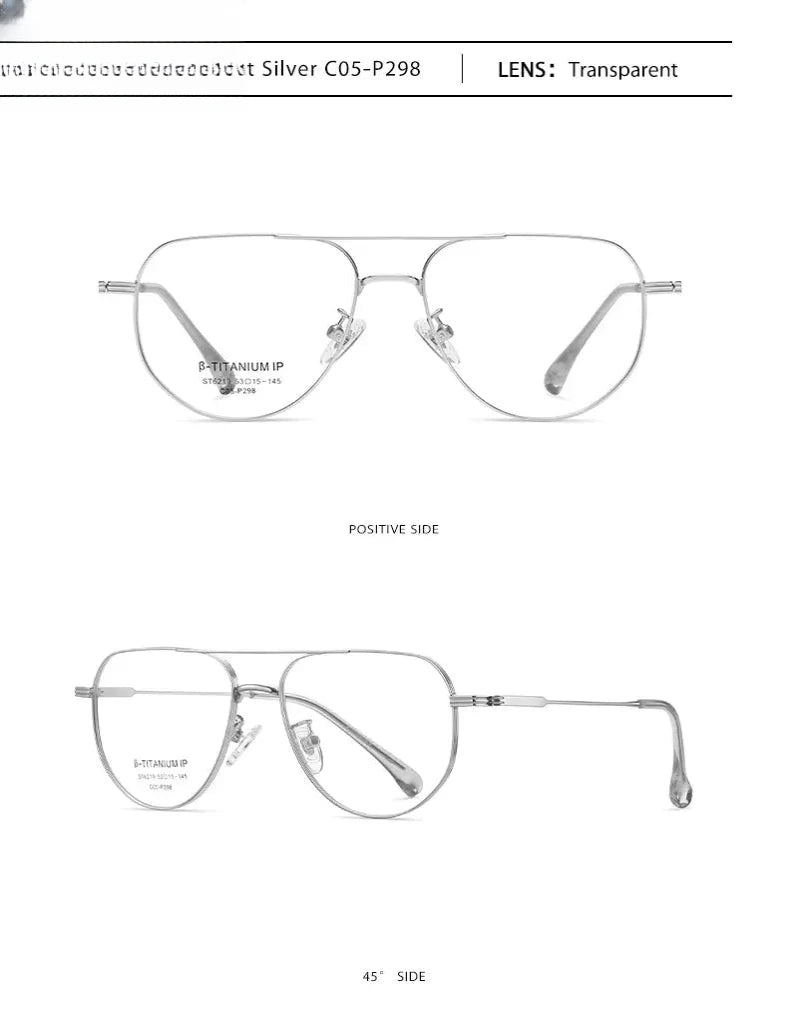 Men's Square Full Rim Titanium Double Bridge Reading Glasses St6219 — view 13 | Rx Spectacle