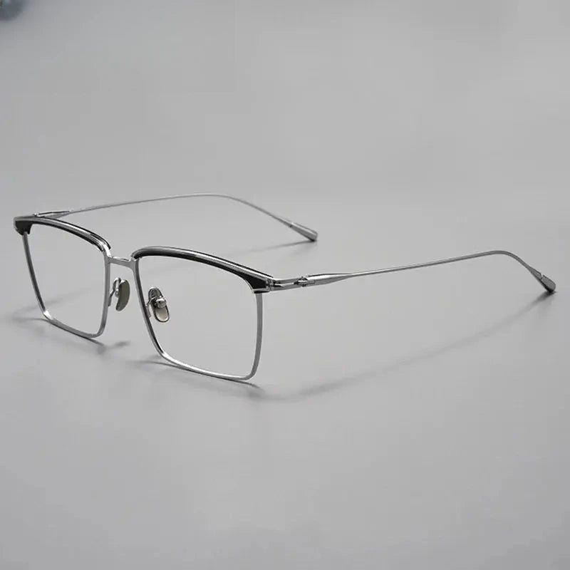 Unisex Browline Full Rim Titanium Prescription Glasses 39887 — view 5 | Rx Spectacle