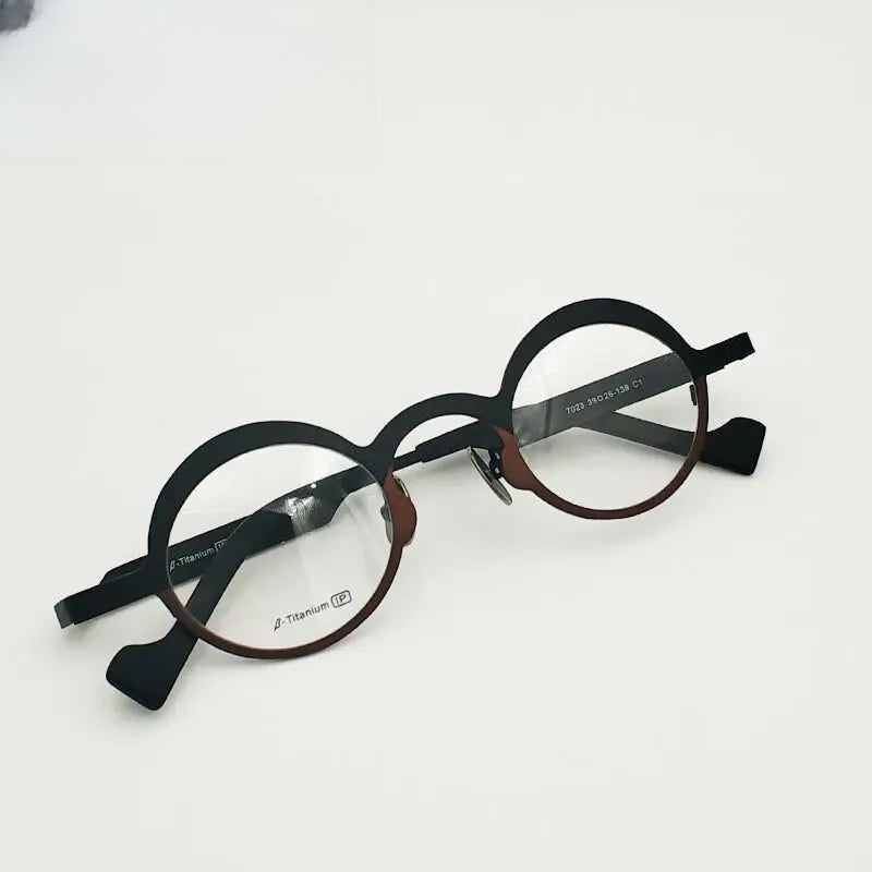 Unisex Round Full Rim Titanium Prescription Glasses 7023 — view 3 | Rx Spectacle
