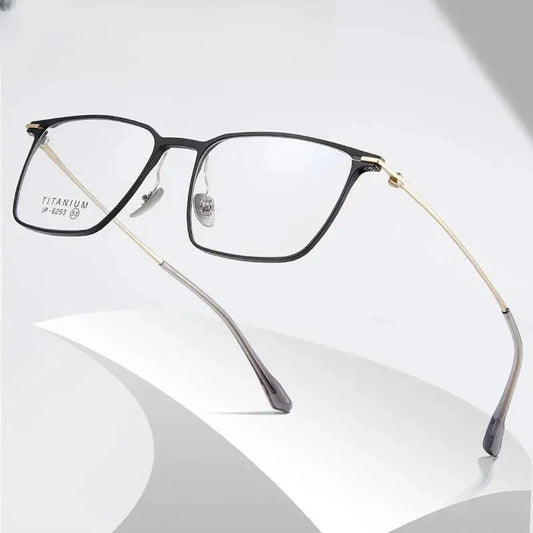 Men's Square Full Rim Titanium Prescription Glasses 616253 — view 1 | Rx Spectacle