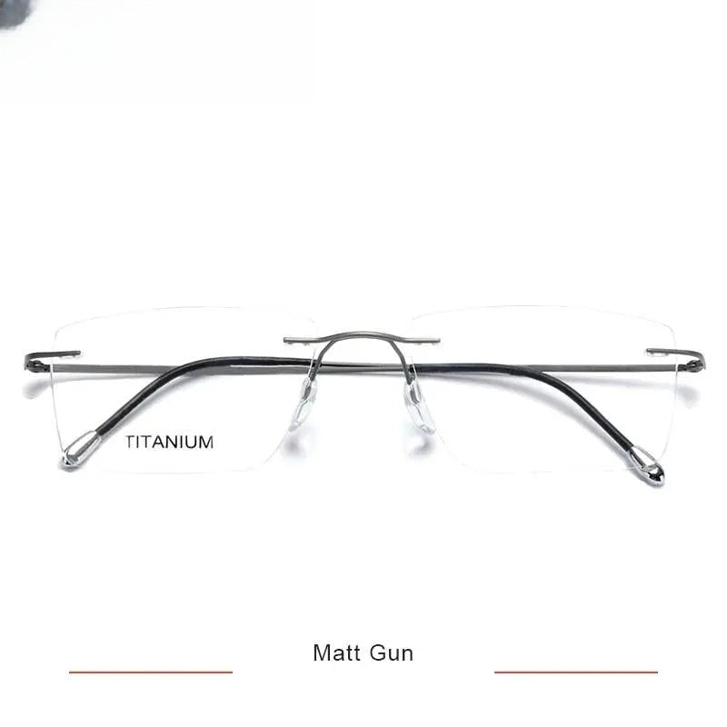 Unisex Square Rimless Titanium Prescription Glasses Kr16011 — view 2 | Rx Spectacle