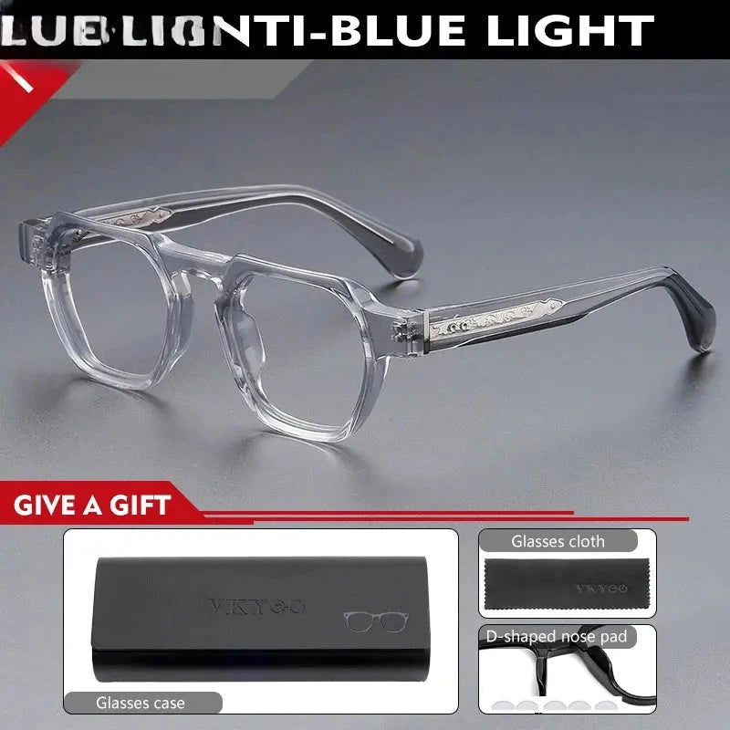 Men's Oval Full Rim Acetate Flat Top Oversized Reading Glasses 755009 — view 4 | Rx Spectacle