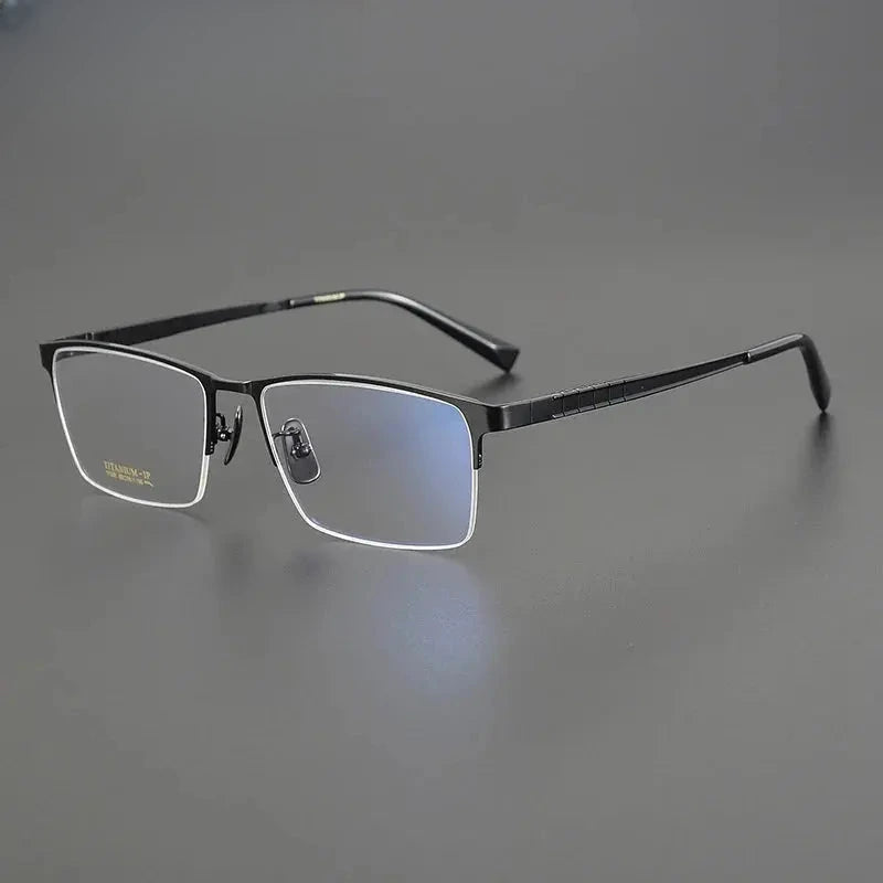 Men's Square Semi-Rimless Titanium Oversized Prescription Glasses 91058 — view 8 | Rx Spectacle