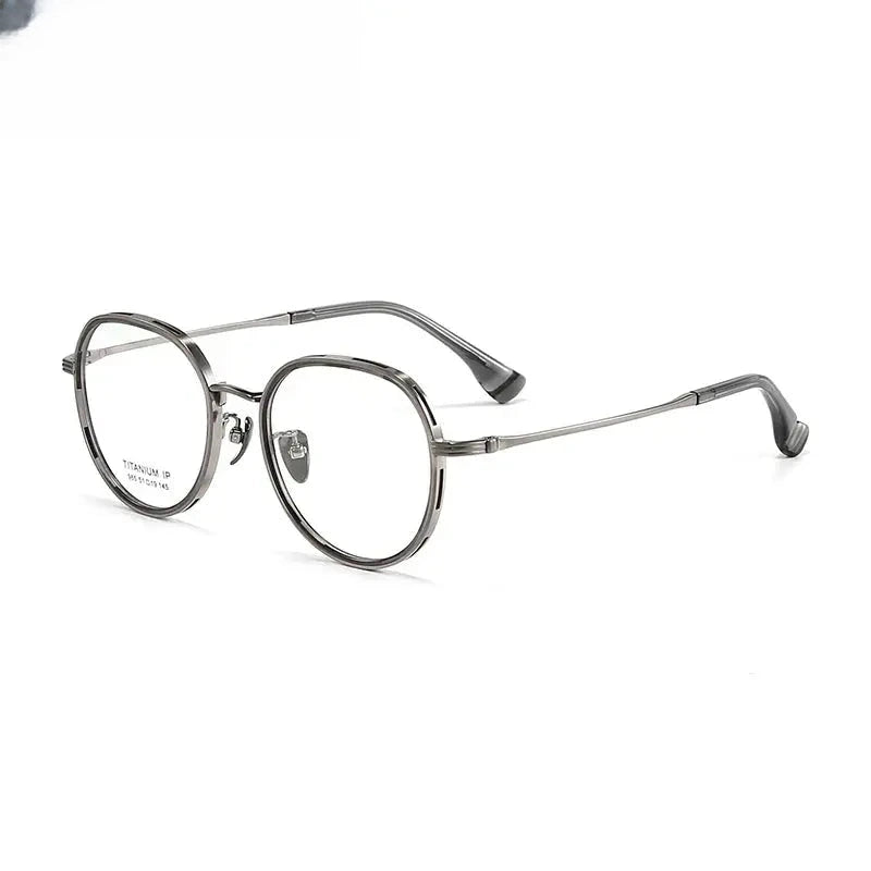 Women's Round Full Rim Titanium Flat Top Prescription Glasses 64965 — view 4 | Rx Spectacle