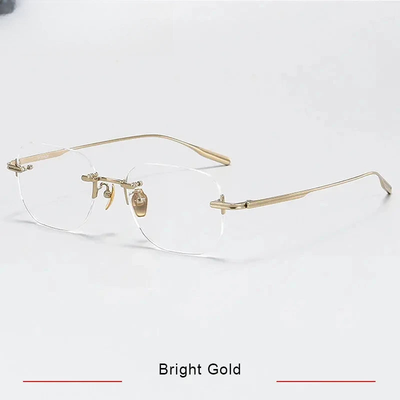 Men's Square Rimless Titanium Prescription Glasses K132 — view 7 | Rx Spectacle
