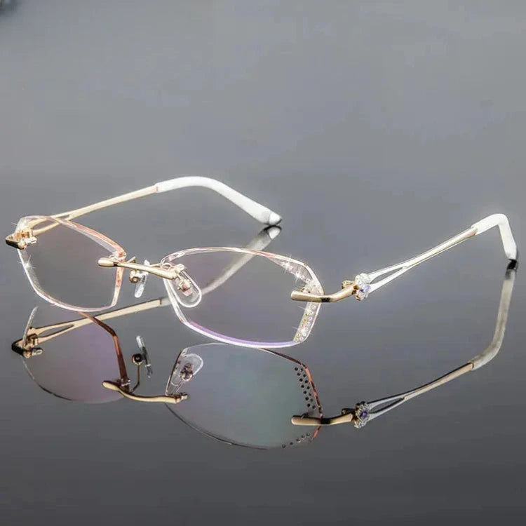 Women's Oval Rimless Titanium Prescription Glasses 2856 — view 2 | Rx Spectacle
