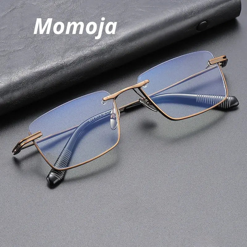Unisex Polygon Semi-Rimless Titanium Oversized Prescription Glasses 72416 — view 1 | Rx Spectacle