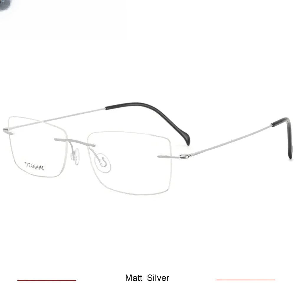 Men's Square Rimless Titanium Screwless Prescription Glasses 421608 — view 6 | Rx Spectacle