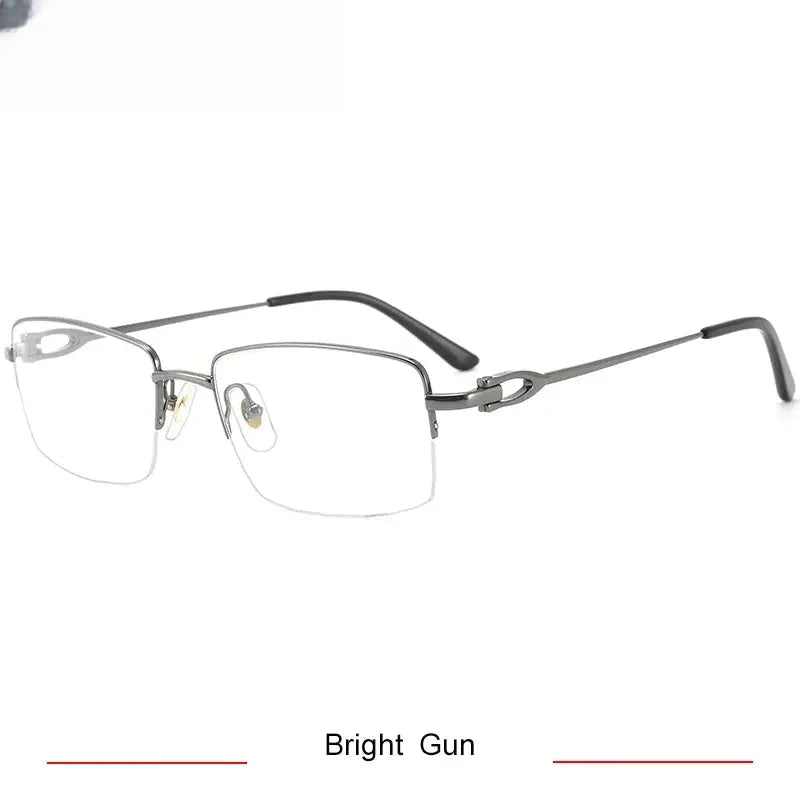 Men's Square Semi-Rimless Titanium Oversized Prescription Glasses 420319 — view 4 | Rx Spectacle