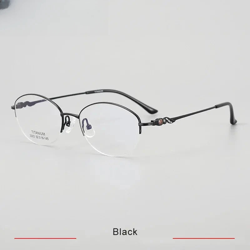 Women's Oval Semi-Rimless Titanium Prescription Glasses 33003 — view 6 | Rx Spectacle