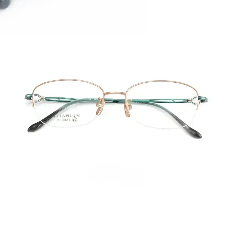 Women's Oval Semi-Rimless Titanium Prescription Glasses 90214 — view 6 | Rx Spectacle