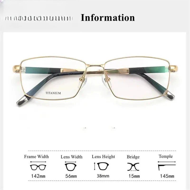 Men's Square Full Rim Titanium Prescription Glasses 827008 — view 2 | Rx Spectacle