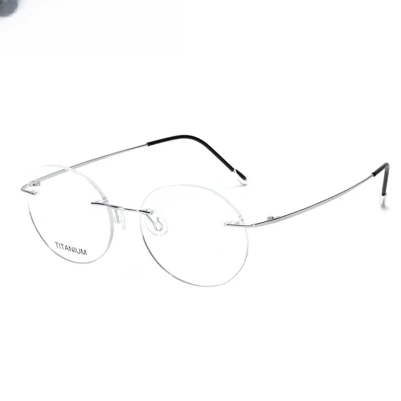 Women's Round Rimless Titanium Prescription Glasses 16012 — view 8 | Rx Spectacle
