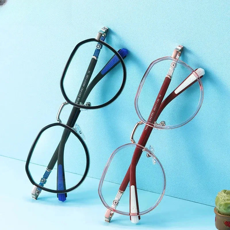 Unisex Round Full Rim Titanium Flat Top Prescription Glasses 5126 — view 2 | Rx Spectacle