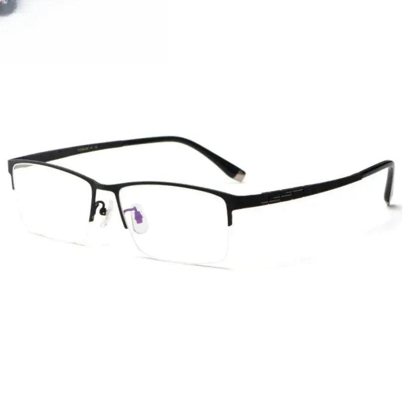 Men's Square Semi-Rimless Titanium Oversized Prescription Glasses 422021 — view 3 | Rx Spectacle
