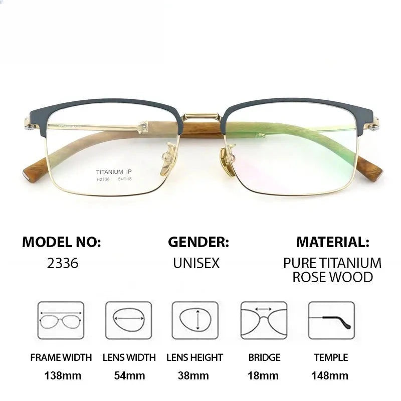 Unisex Square Full Rim Titanium Prescription Glasses 402336 — view 2 | Rx Spectacle
