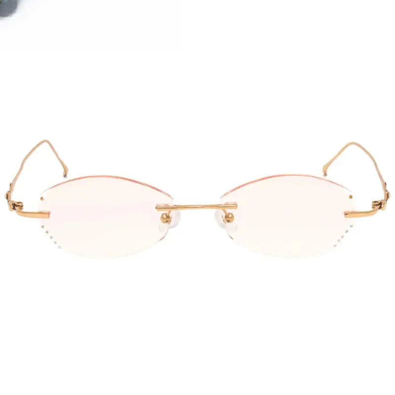 Women's Oval Rimless Titanium Prescription Glasses 312879 — view 2 | Rx Spectacle