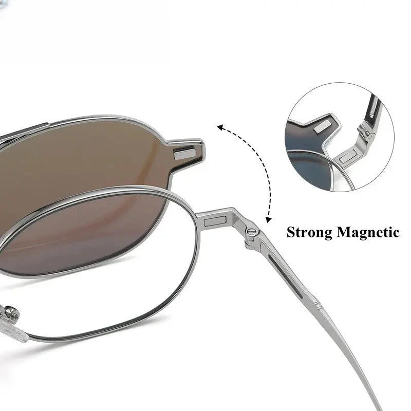 Unisex Oval Full Rim Alloy Clip-On Prescription Glasses 8802 — view 4 | Rx Spectacle
