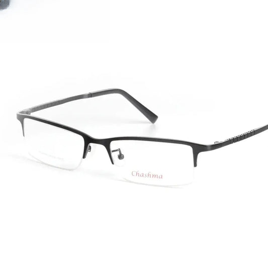 Men's Square Semi-Rimless Titanium Prescription Glasses 700056 — view 1 | Rx Spectacle