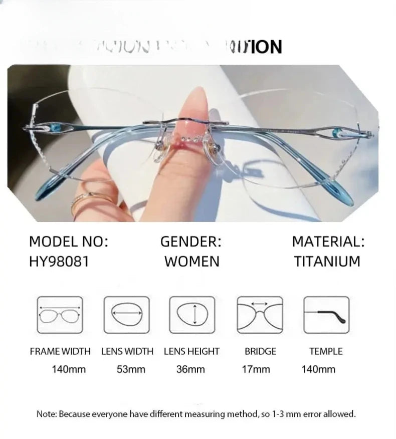 Women's Oval Rimless Titanium Prescription Glasses 698081 — view 2 | Rx Spectacle