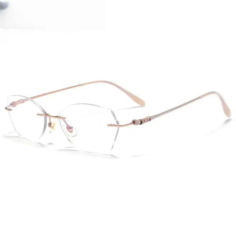 Women's Polygon Rimless Titanium Prescription Glasses 886009 — view 3 | Rx Spectacle