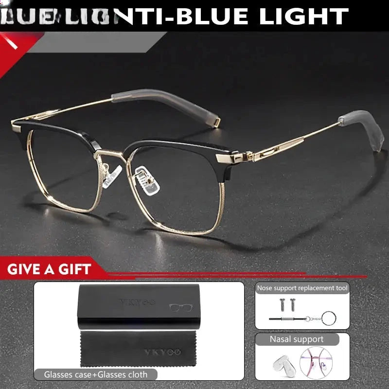 Square Full Rim Titanium Reading Glasses 19107 — view 8 | Rx Spectacle