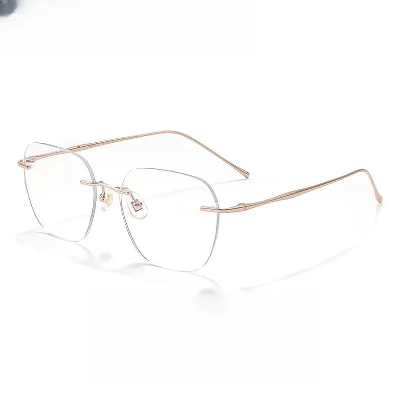 Unisex Polygon Rimless Stainless Steel Prescription Glasses 699632 — view 3 | Rx Spectacle