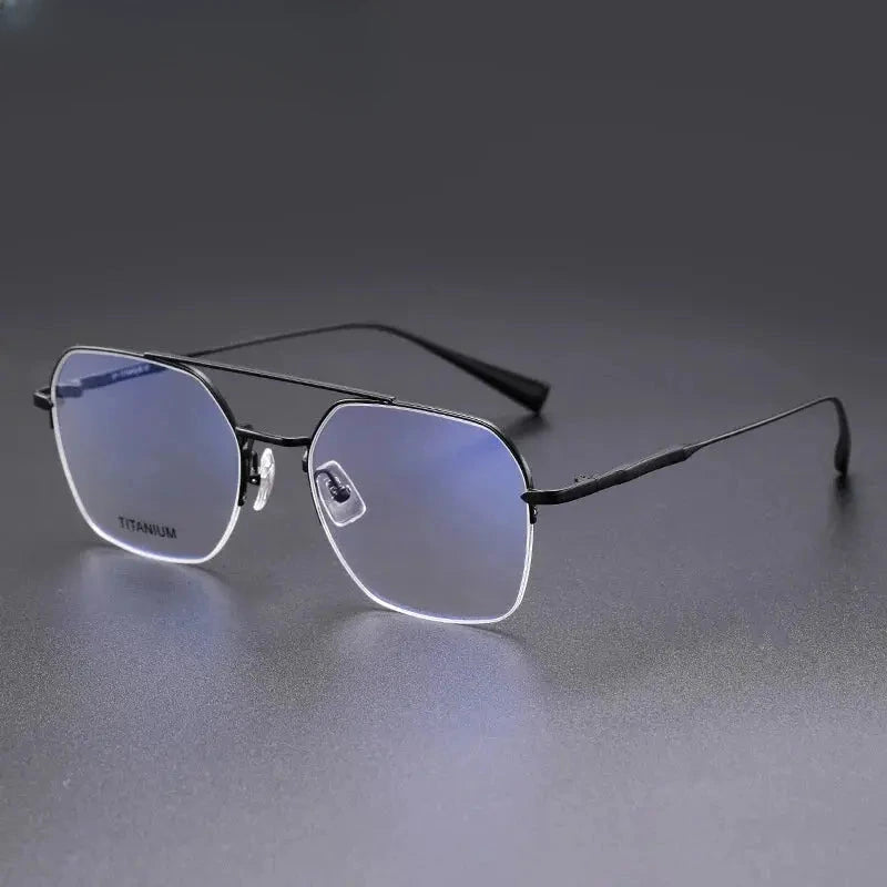 Men's Square Full Rim Titanium Double Bridge Prescription Glasses 305228 — view 6 | Rx Spectacle