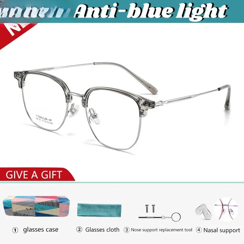 Women's Square Full Rim Titanium Reading Glasses V8151 — view 8 | Rx Spectacle