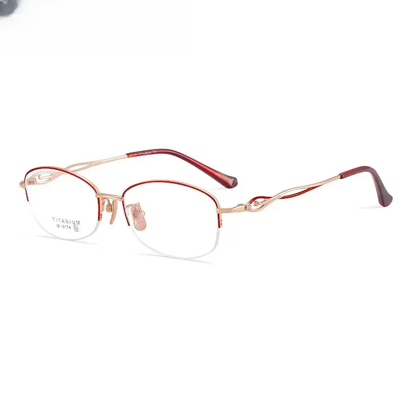 Women's Oval Semi-Rimless Titanium Prescription Glasses 6174 — view 2 | Rx Spectacle