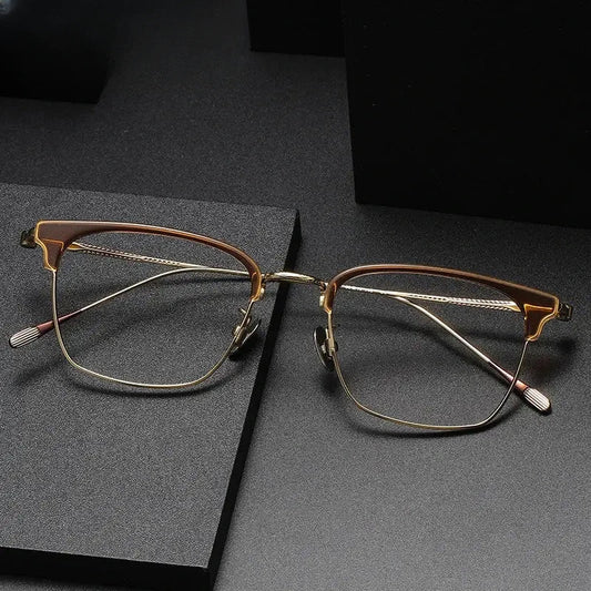 Women's Square Full Rim Titanium Prescription Glasses 380896 — view 1 | Rx Spectacle
