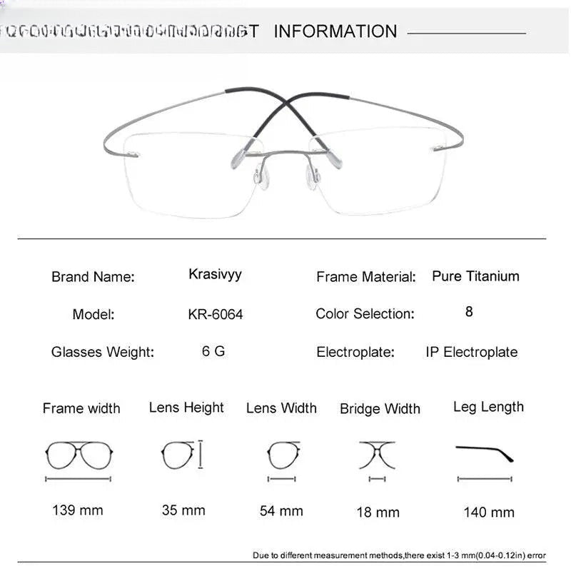 Men's Square Rimless Titanium Prescription Glasses Kr6064 — view 11 | Rx Spectacle