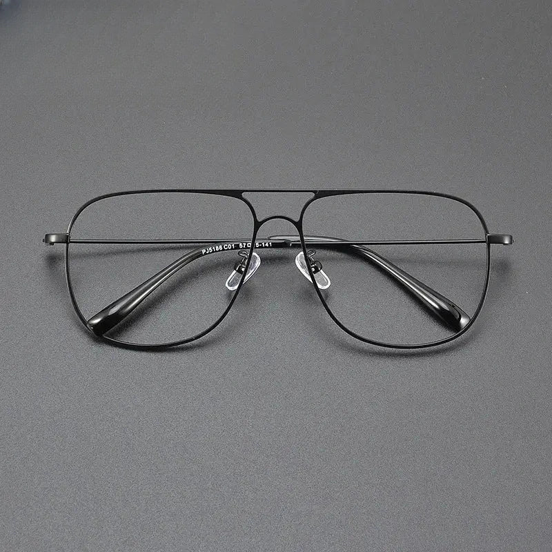 Unisex Square Full Rim Titanium Double Bridge Prescription Glasses Gxyj1241 — view 4 | Rx Spectacle