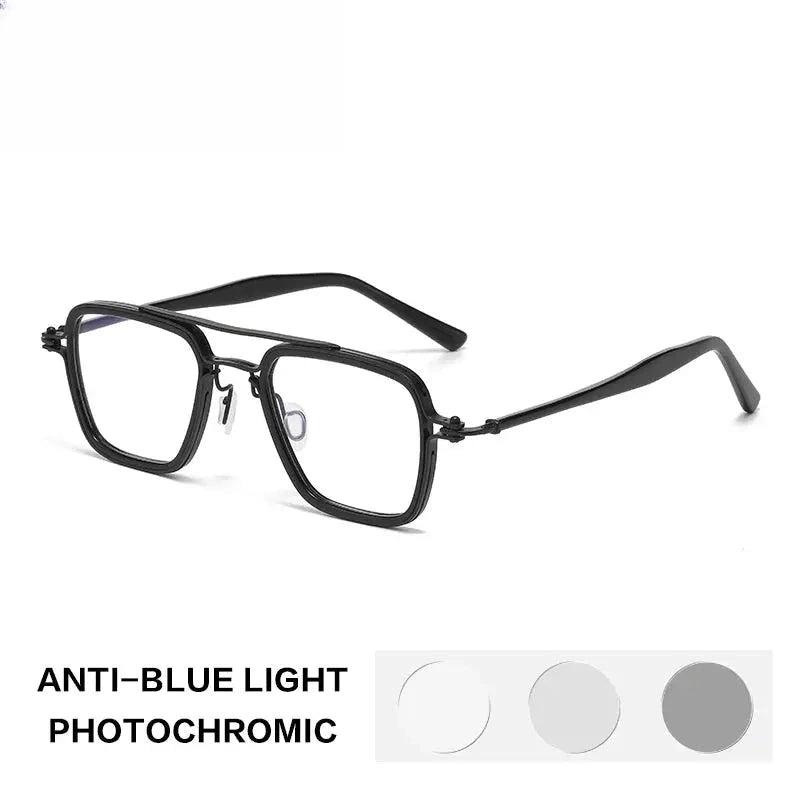 Unisex Square Full Rim Titanium Reading Glasses 75875 — view 6 | Rx Spectacle
