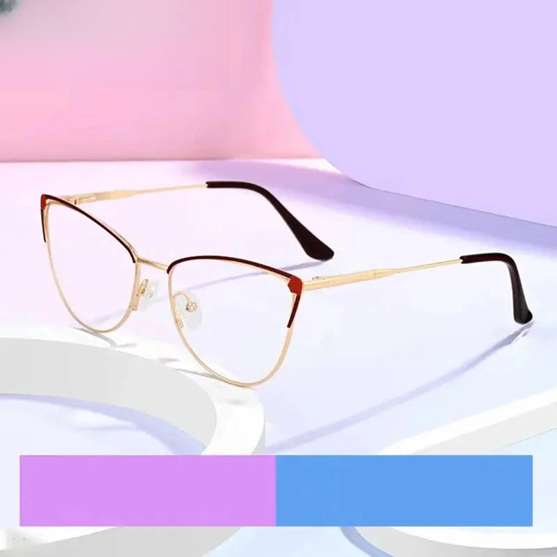 Women's Cat Eye Full Rim Stainless Steel Prescription Glasses 778546 — view 1 | Rx Spectacle