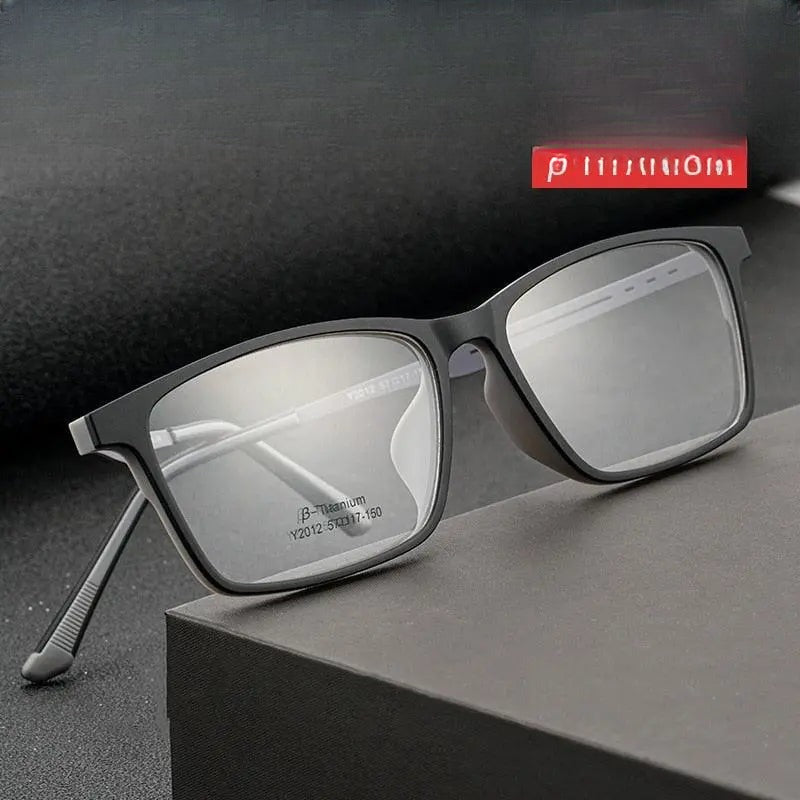 Men's Square Full Rim Titanium Prescription Glasses Y2012 — view 1 | Rx Spectacle
