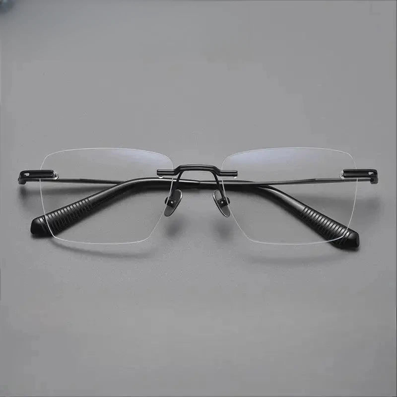 Men's Polygon Rimless Titanium Prescription Glasses 80957 — view 4 | Rx Spectacle