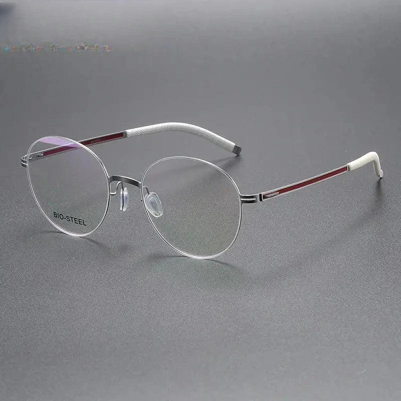 Women's Round Full Rim Titanium Prescription Glasses 44953 — view 8 | Rx Spectacle
