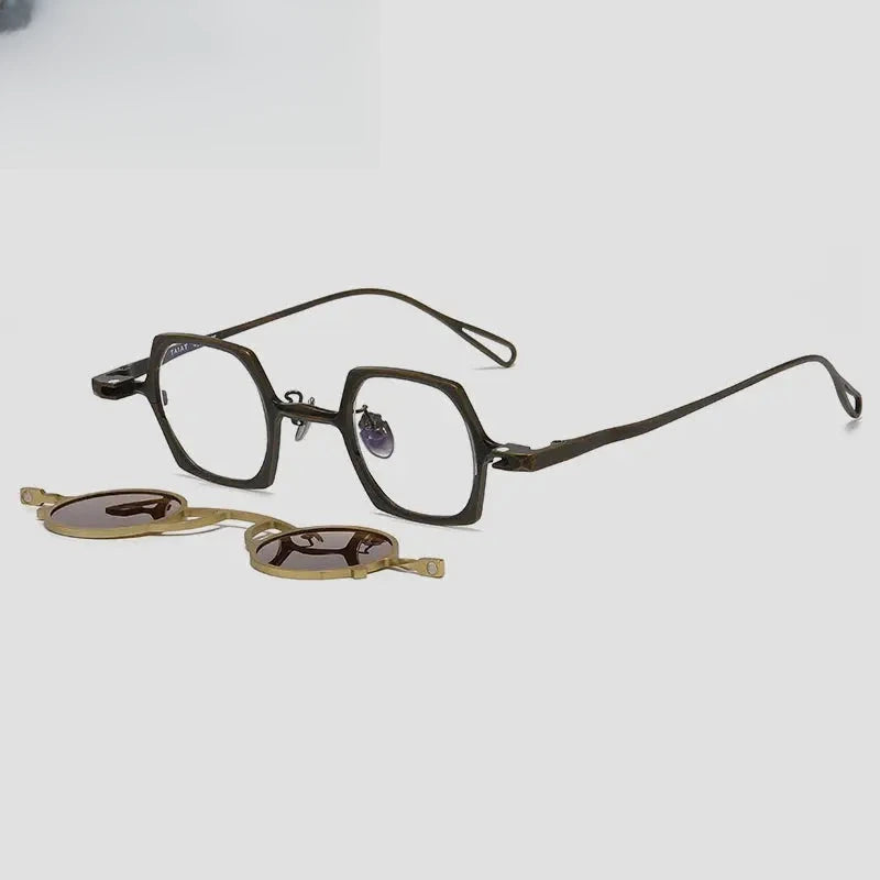 Unisex Square Full Rim Titanium Clip-On Prescription Glasses 1512 — view 8 | Rx Spectacle