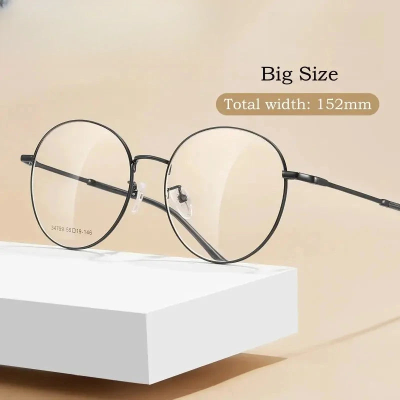 Unisex Round Full Rim Alloy Oversized Prescription Glasses 34759 — view 2 | Rx Spectacle