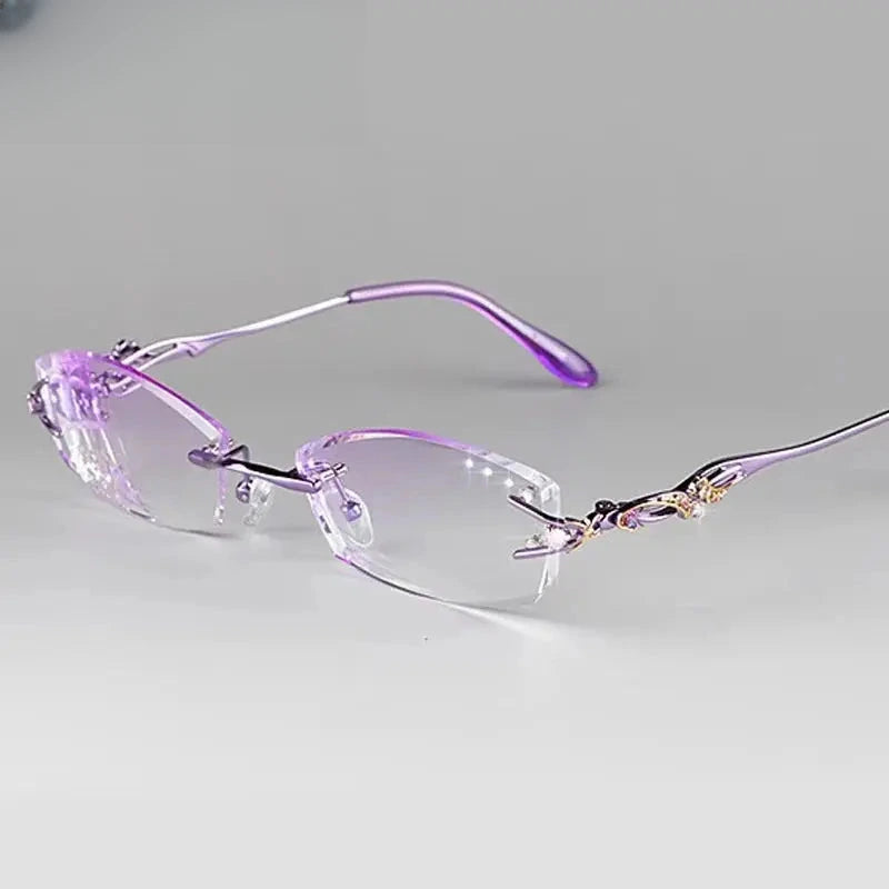 Women's Rectangular Rimless Titanium Prescription Glasses 408036 — view 3 | Rx Spectacle