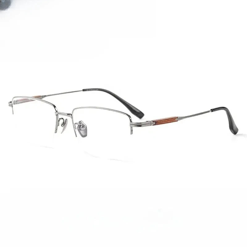 Men's Square Semi-Rimless Titanium Prescription Glasses 611605 — view 5 | Rx Spectacle