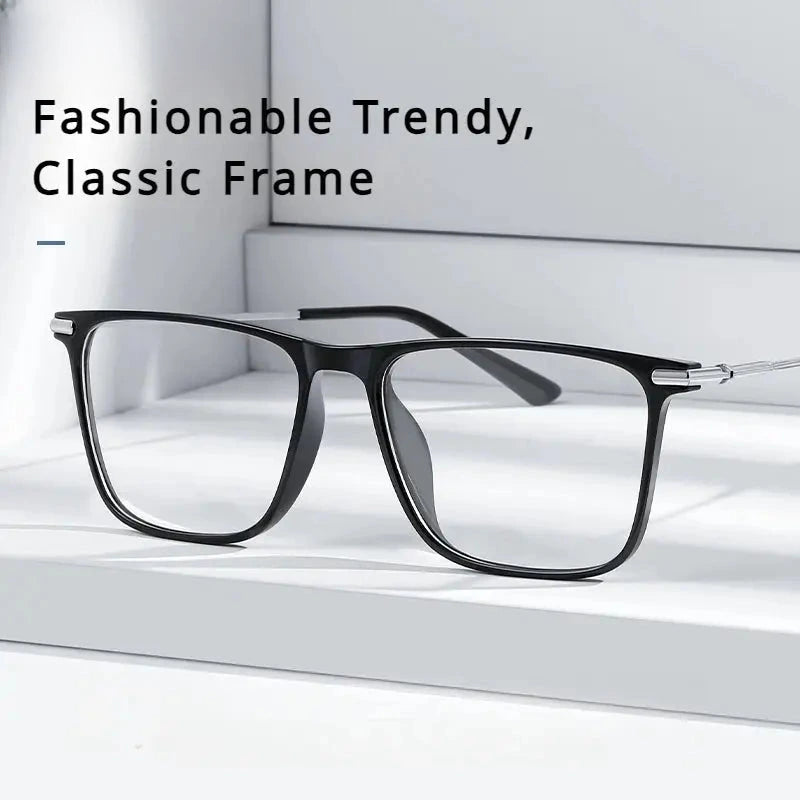 Women's Square Full Rim Titanium Reading Glasses 007 — view 3 | Rx Spectacle